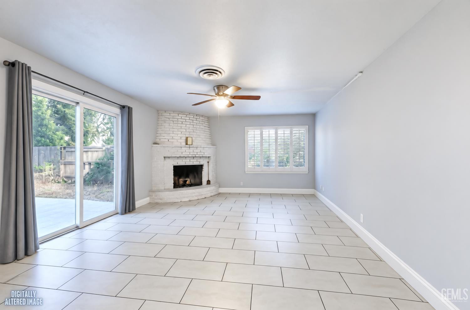 Living room and fireplace