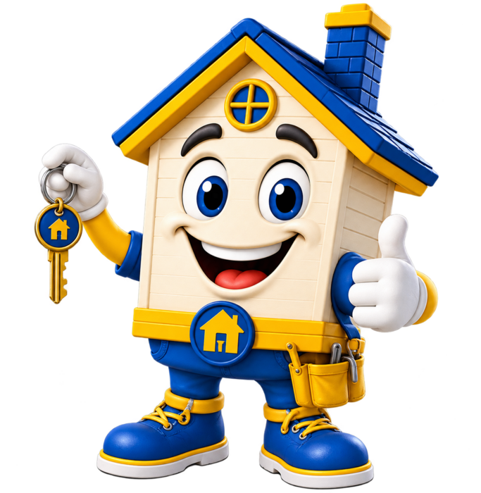 Team Gilbert house mascot holding a key